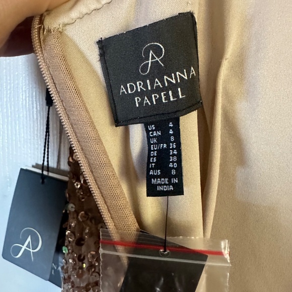 NWT Adrianna Papell Gold Sequin Full Length Gown - Picture 14 of 16